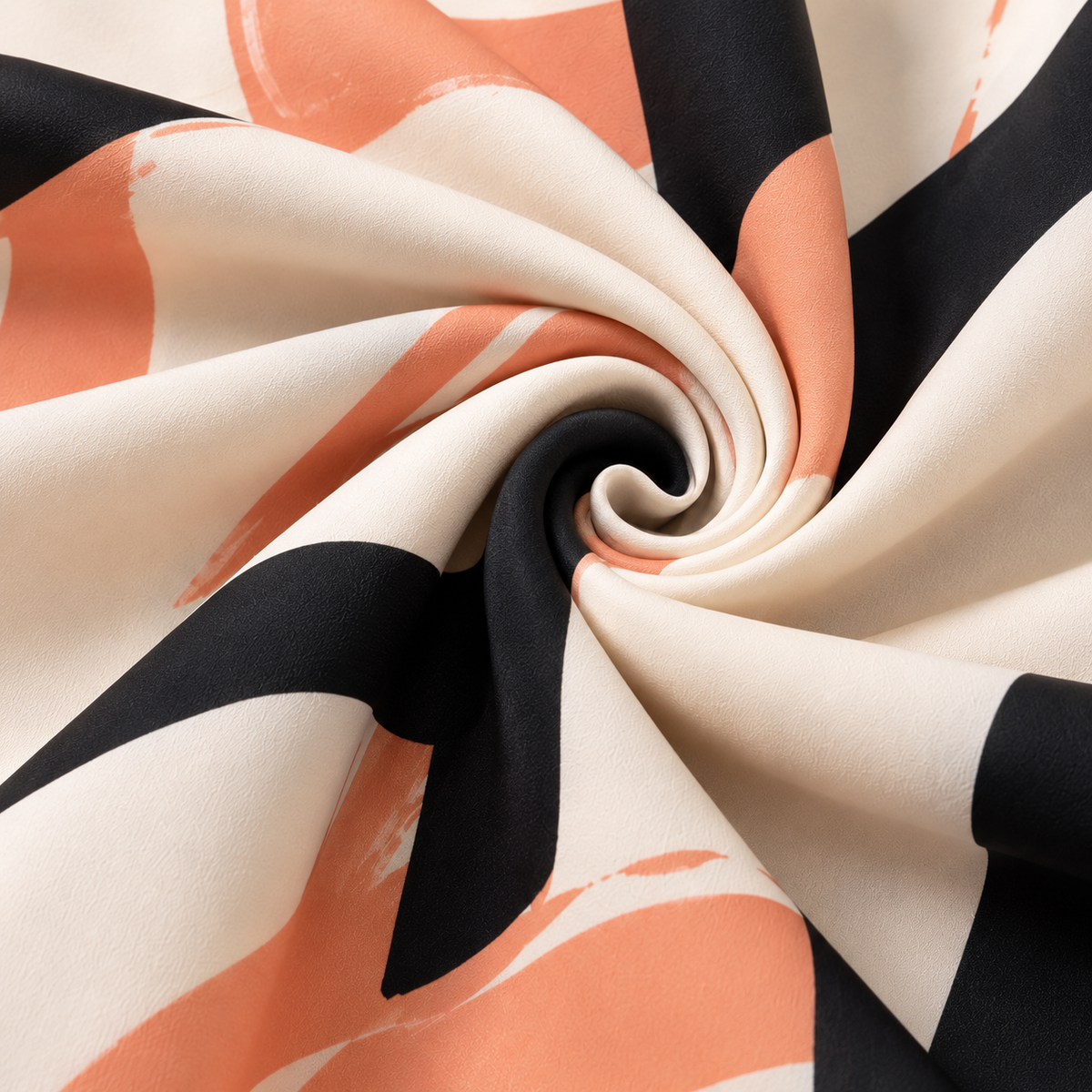 ZOALIN - Abstract Print Tunic & Wide-Leg Pants Set - Apricot Print - fabric detail