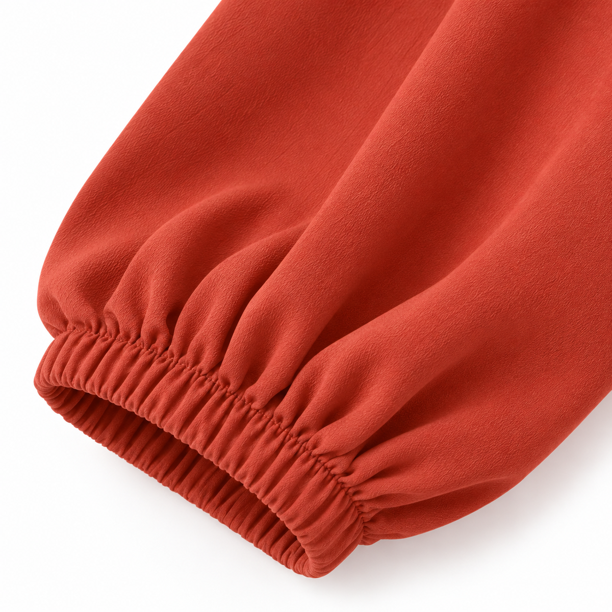 ZOALIN - Contrast-Trim Tunic & Pants Set - Rust Red - sleeve detail