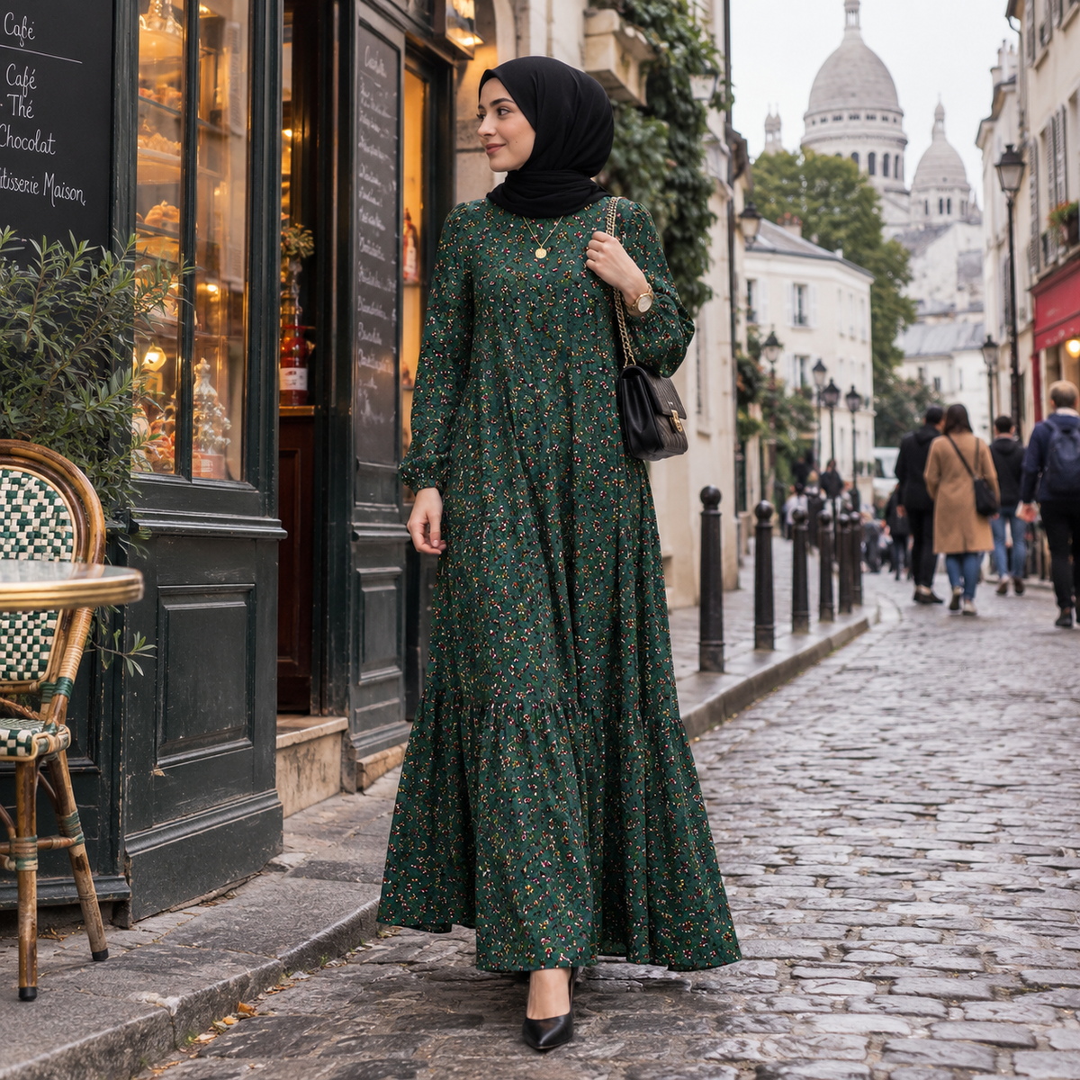 ZOALIN - Ditsy Floral Maxi Dress - Green - lifestyle
