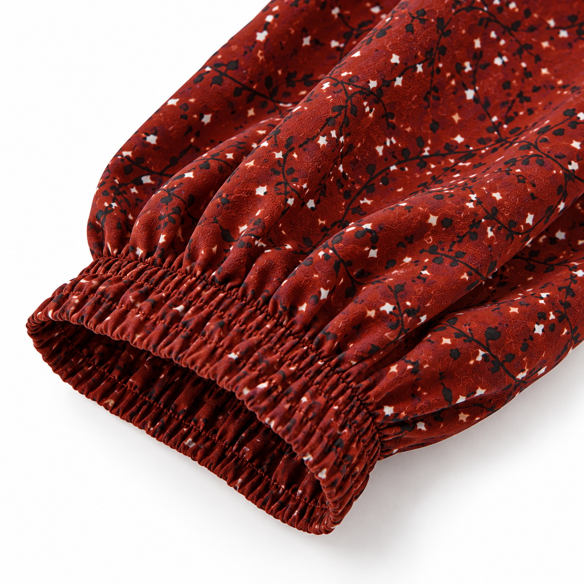 ZOALIN - Ditsy Floral Maxi Dress - Rust Red - cuff detail