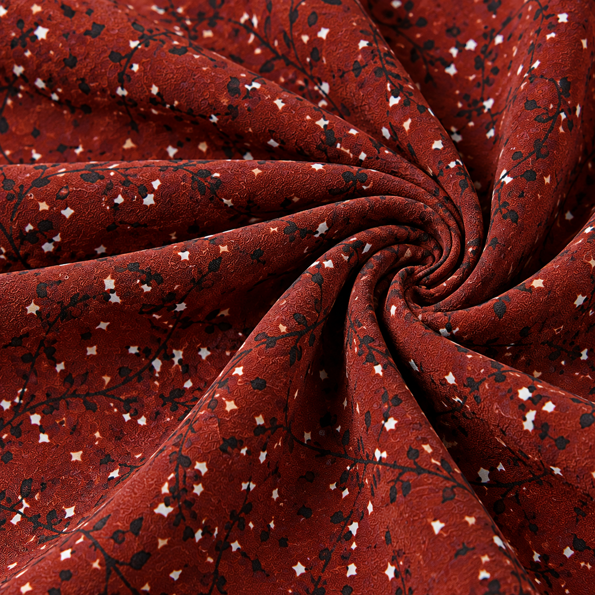 ZOALIN - Ditsy Floral Maxi Dress - Rust Red - fabric detail