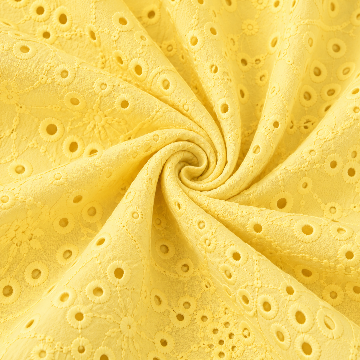 ZOALIN - Eyelet Tiered Maxi Dress - Yellow - fabric detail