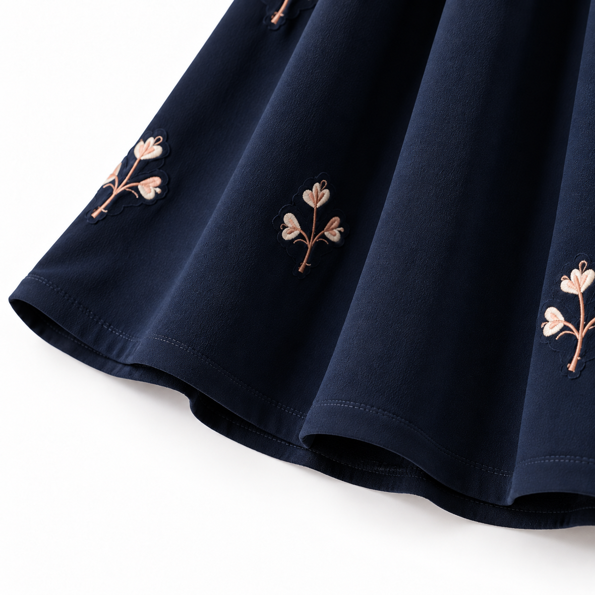 ZOALIN - Floral Embroidered Abaya - Navy - embroidery detail