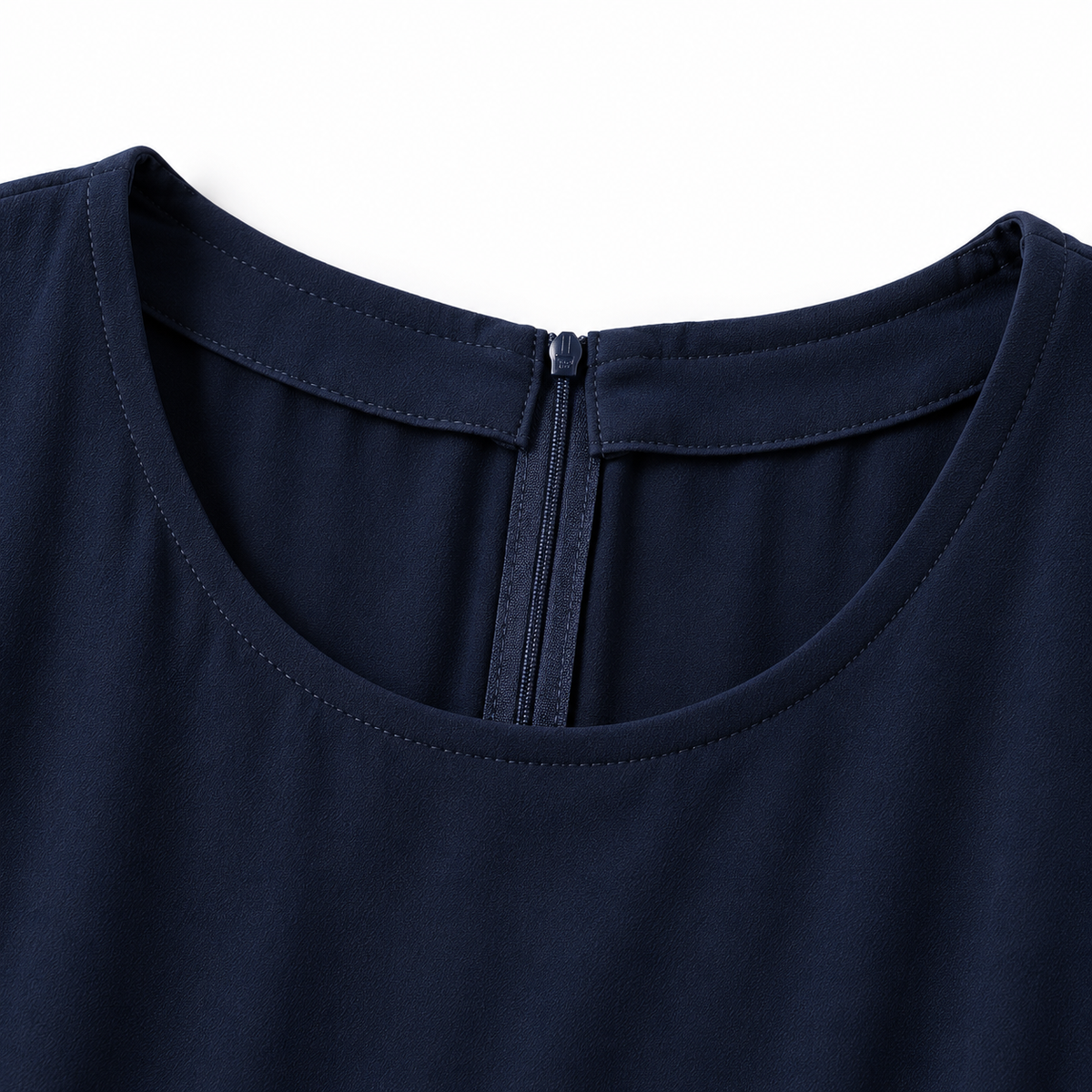 ZOALIN - Floral Embroidered Abaya - Navy - neckline detail