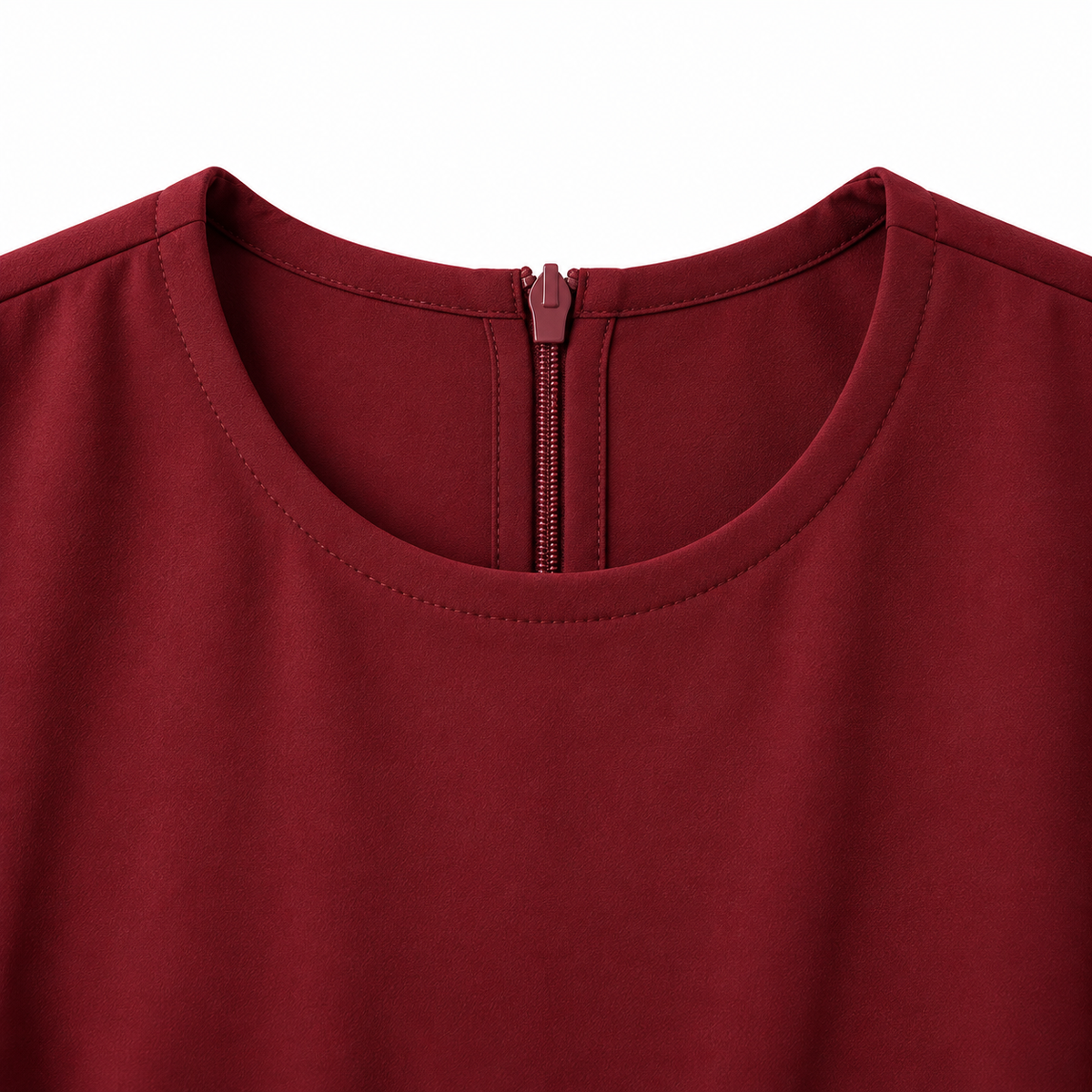 ZOALIN - Floral Sleeve Abaya - Burgundy - neckline detail