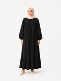 ZOALIN-SKU-COLOR-AUDIT-20260711-P04-04 | Graceful Gathered Ruffle-Hem Maxi Dress | Black front view