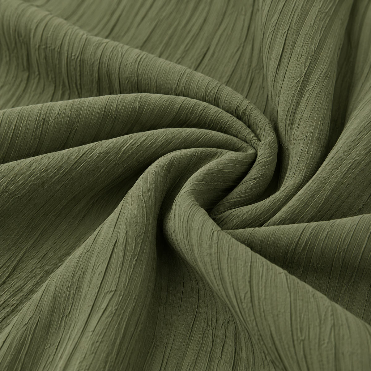 ZOALIN - Graceful Gathered Ruffle-Hem Maxi Dress - Olive Green - fabric detail