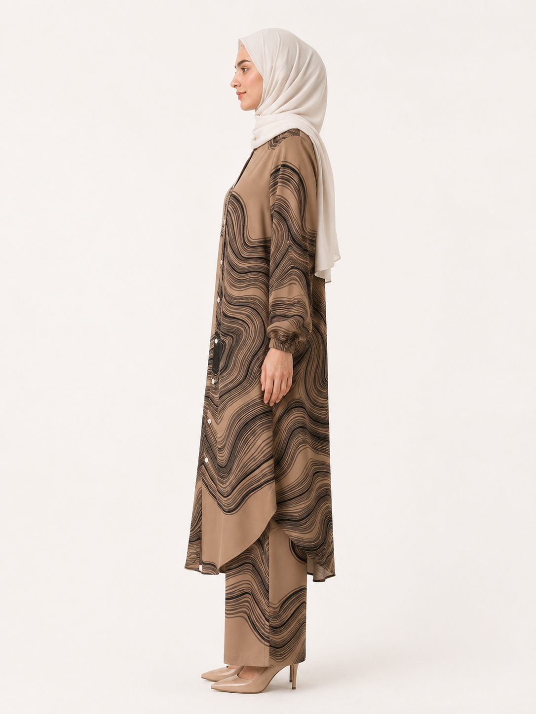 ZOALIN Printed Flow Tunic and Wide-Leg Pants Set side view