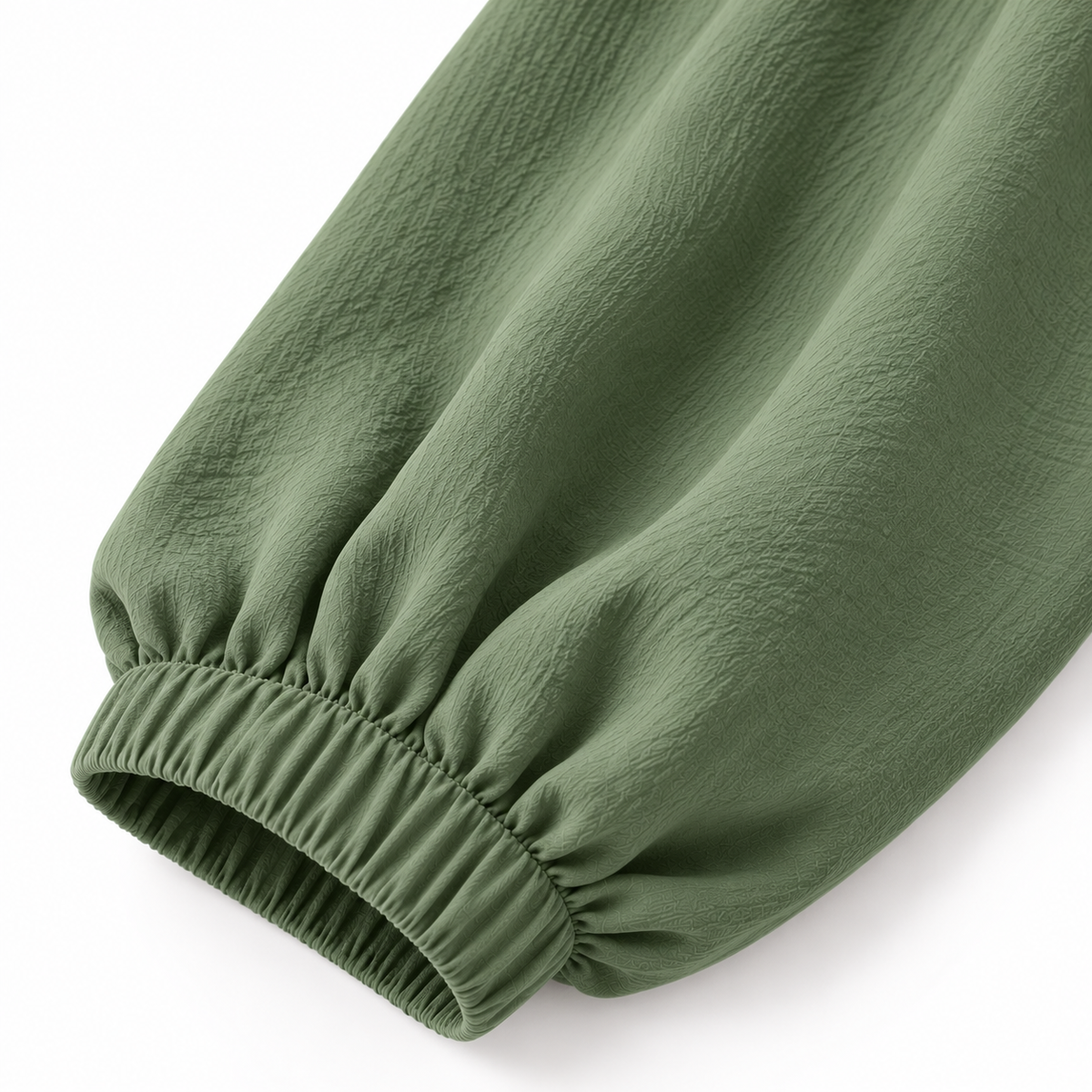 ZOALIN - Soft Layered Button Tunic & Pants Set - Sage Green - cuff detail