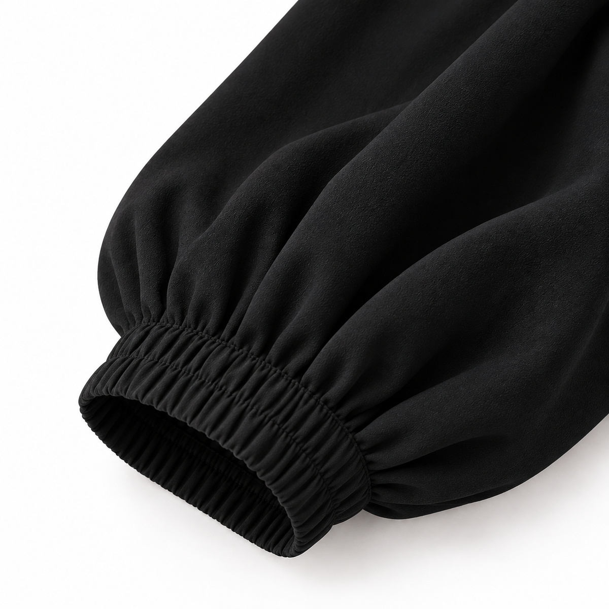 ZOALIN - Zip-Front Abaya - Black - cuff detail