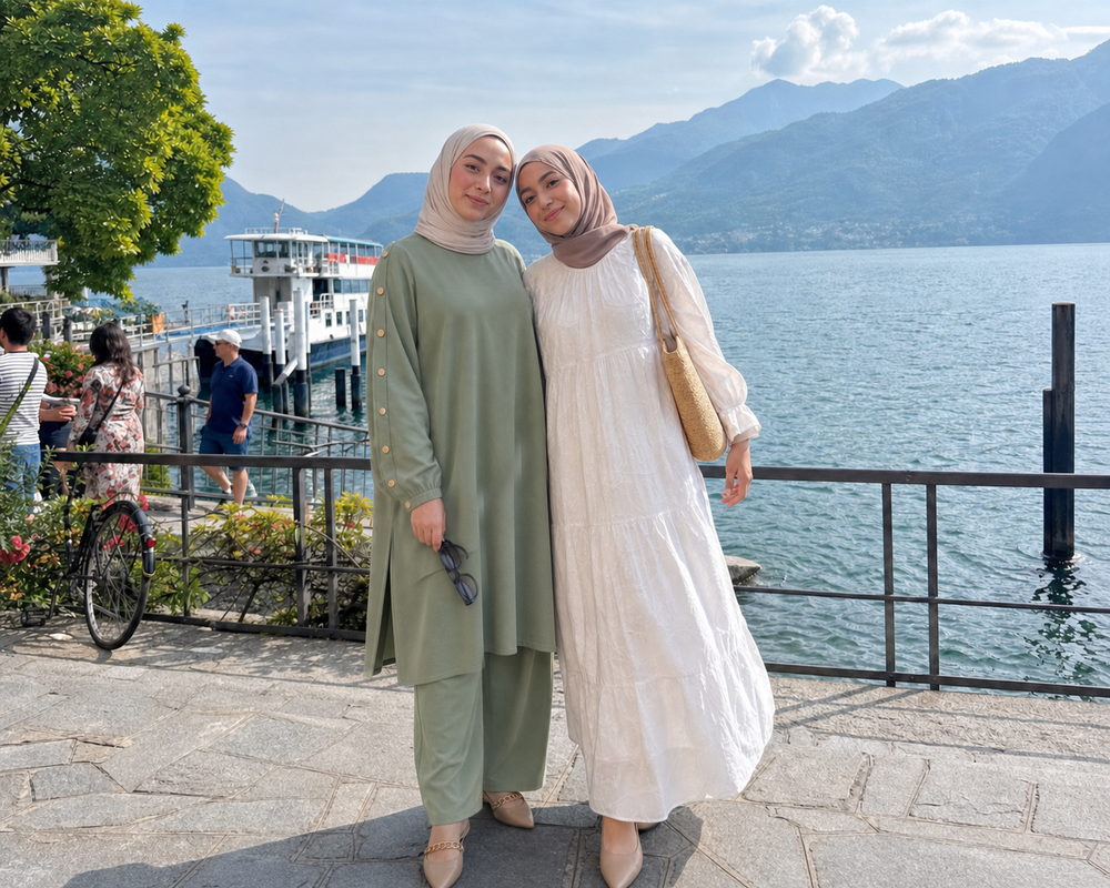 Elegant Button-Sleeve Tunic & Pants Set travel styling moment