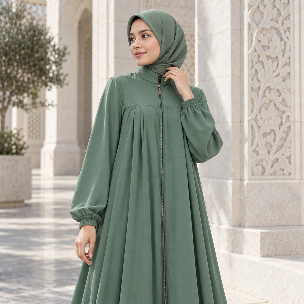Abaya con zip — scene styling